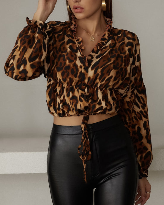 Blusa de leopardo con cordón